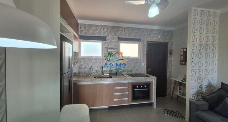 STÚDIO em Condomínio Frente ao Mar na Praia de Massaguaçu com Móveis Planejados!!