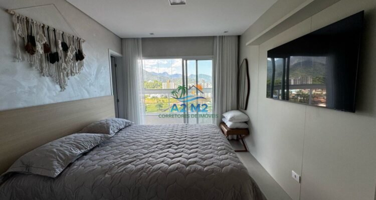 Apartamento Vista Mar , Mobiliado 3 dor. sendo 1 suite , varanda gourmet , na praia da Massaguaçu em Caraguatatuba