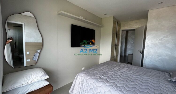 Apartamento Vista Mar , Mobiliado 3 dor. sendo 1 suite , varanda gourmet , na praia da Massaguaçu em Caraguatatuba