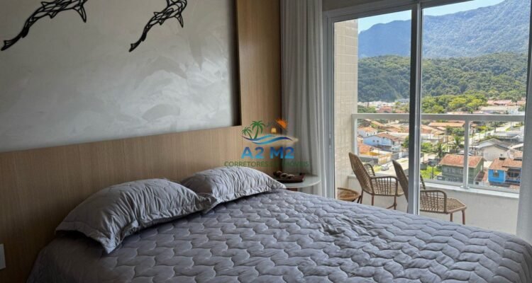 Apartamento Vista Mar , Mobiliado 3 dor. sendo 1 suite , varanda gourmet , na praia da Massaguaçu em Caraguatatuba