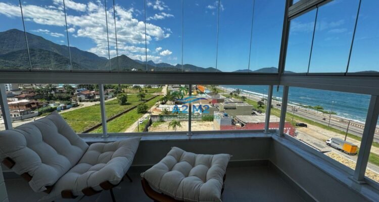 Apartamento Vista Mar , Mobiliado 3 dor. sendo 1 suite , varanda gourmet , na praia da Massaguaçu em Caraguatatuba