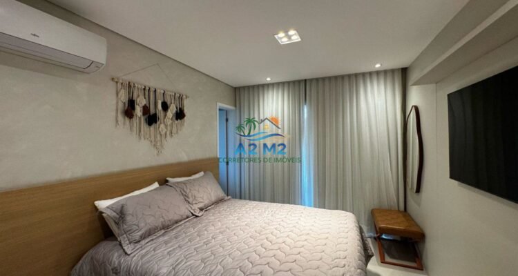 Apartamento Vista Mar , Mobiliado 3 dor. sendo 1 suite , varanda gourmet , na praia da Massaguaçu em Caraguatatuba