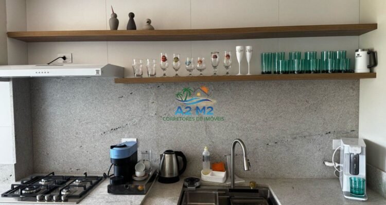 Apartamento Vista Mar , Mobiliado 3 dor. sendo 1 suite , varanda gourmet , na praia da Massaguaçu em Caraguatatuba