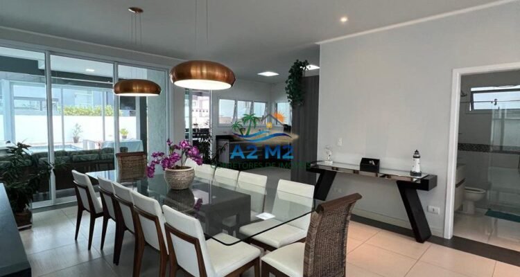 Casa de alto padrão para locação definitiva – 4 suítes – Condomínio Costa Nova, frente ao mar, Massaguaçu, Caraguatatuba